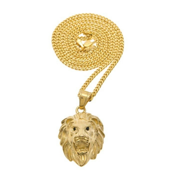 Lion Necklace Gold Lion Head Chain Hebrew Africian - Picture 3 of 3